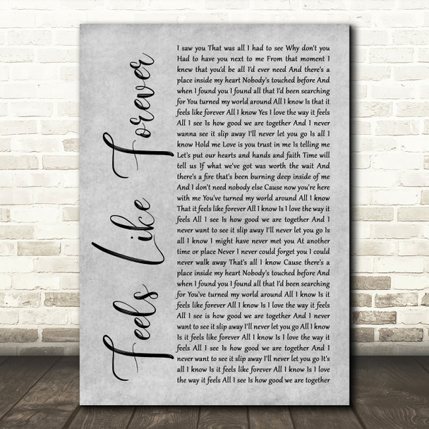 Joe Cocker Feels Like Forever Grey Rustic Script Decorative Wall Art Gift Song Lyric Print