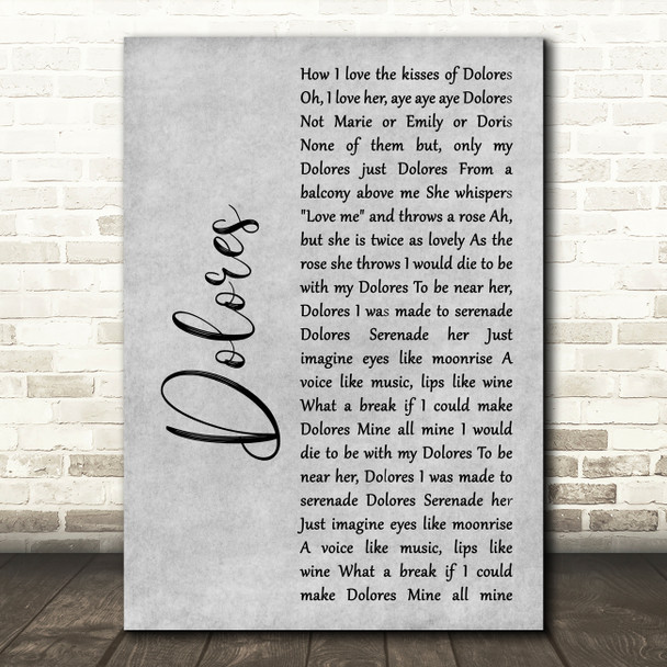 Frank Sinatra feat. The Pied Pipers Dolores Grey Rustic Script Wall Art Song Lyric Print