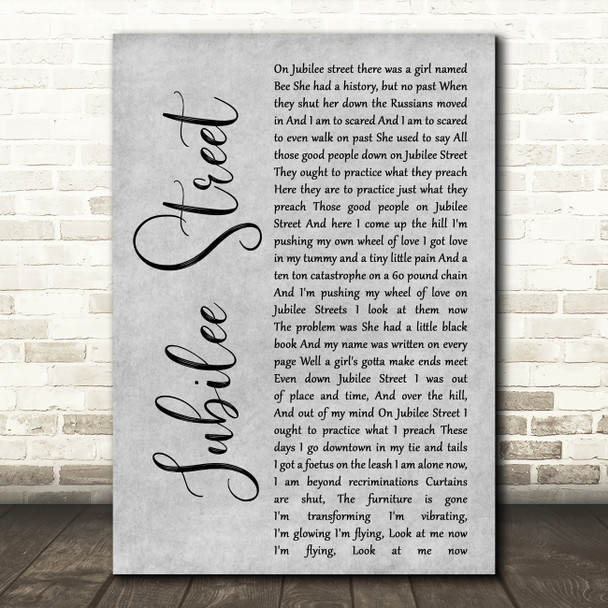 Nick Cave and the Bad Seeds Jubilee Street Grey Rustic Script Wall Art Song Lyric Print