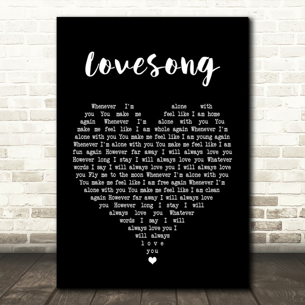 The Cure Lovesong Black Heart Song Lyric Quote Print