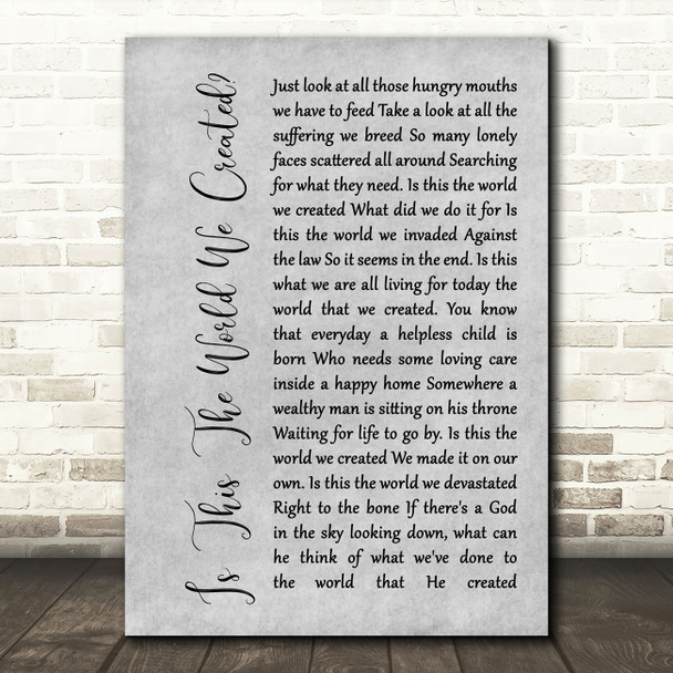 Queen Is This The World We Created Grey Rustic Script Decorative Gift Song Lyric Print