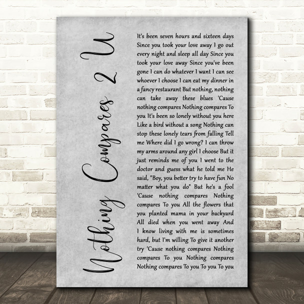 Chris Cornell Nothing Compares 2 U Grey Rustic Script Decorative Gift Song Lyric Print