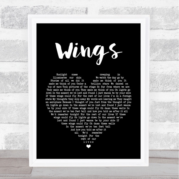 Birdy Wings Black Heart Song Lyric Quote Print