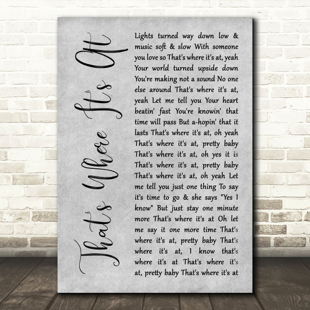 Sam Cooke That's Where It's At Grey Rustic Script Decorative Gift Song Lyric Print