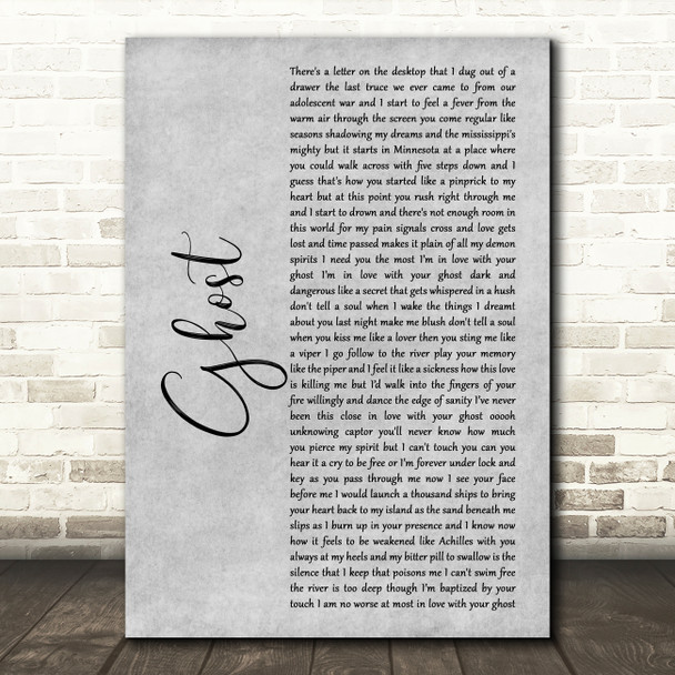 Indigo Girls Ghost Grey Rustic Script Decorative Wall Art Gift Song Lyric Print