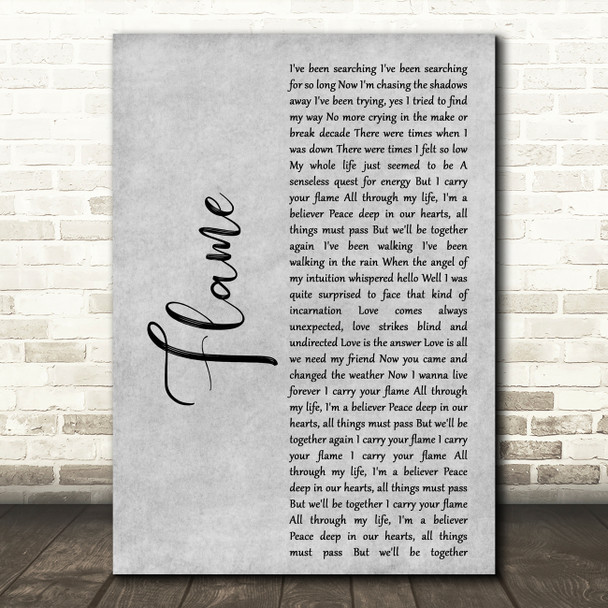 Alphaville Flame Grey Rustic Script Decorative Wall Art Gift Song Lyric Print