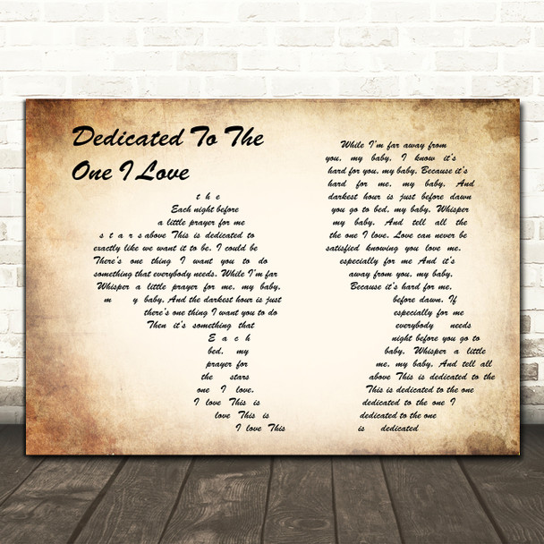 The Mamas And The Papas Dedicated To The One I Love Man Lady Couple Gift Song Lyric Print