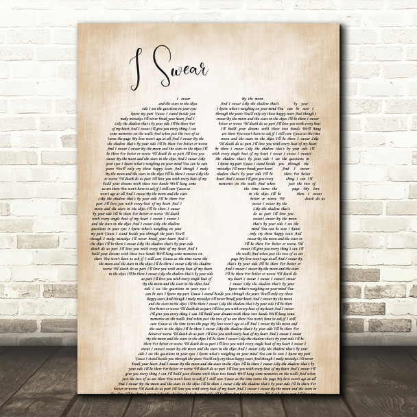 All 4 One I Swear Lesbian Women Gay Brides Couple Wedding Decorative Gift Song Lyric Print