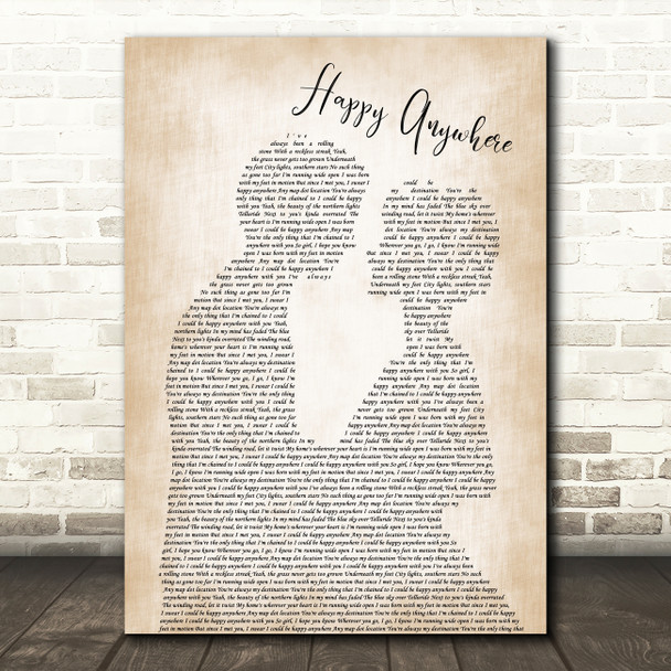 Blake Shelton Happy Anywhere Man Lady Bride Groom Wedding Decorative Gift Song Lyric Print