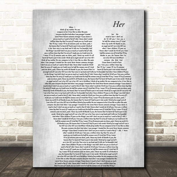 Anne-Marie Her Mother & Baby Grey Decorative Wall Art Gift Song Lyric Print