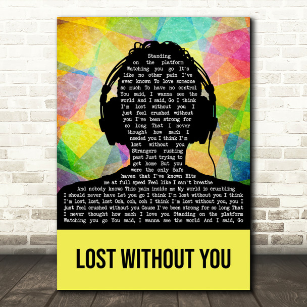 Freya Ridings Lost Without You Multicolour Man Headphones Decorative Gift Song Lyric Print
