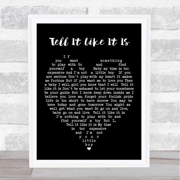 Tell It Like It Is Aaron Neville Black Heart Quote Song Lyric Print