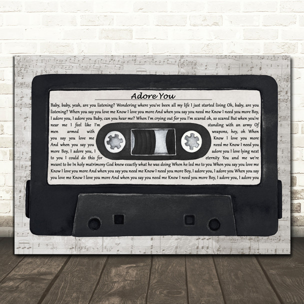 Miley Cyrus Adore You Music Script Cassette Tape Decorative Wall Art Gift Song Lyric Print