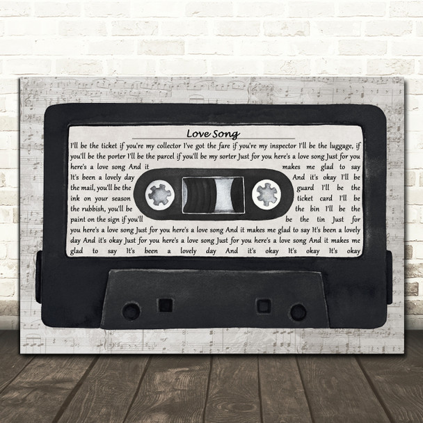 The Damned Love Song Music Script Cassette Tape Decorative Wall Art Gift Song Lyric Print