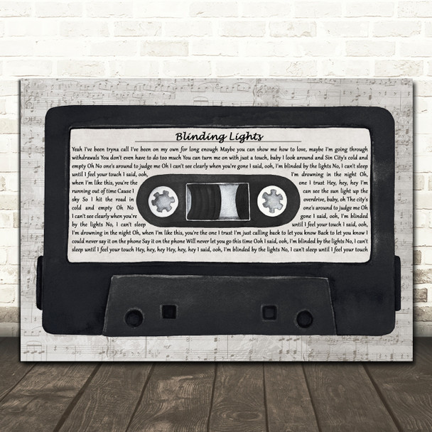 The Weeknd Blinding Lights Music Script Cassette Tape Decorative Gift Song Lyric Print