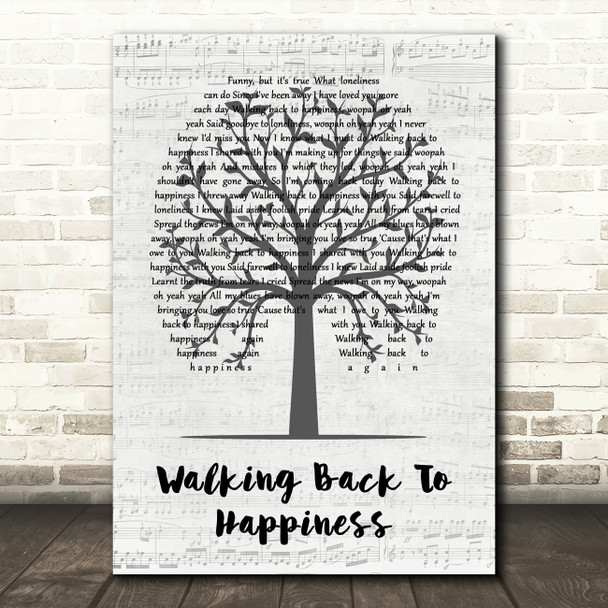 Helen Shapiro Walking Back To Happiness Music Script Tree Decorative Gift Song Lyric Print