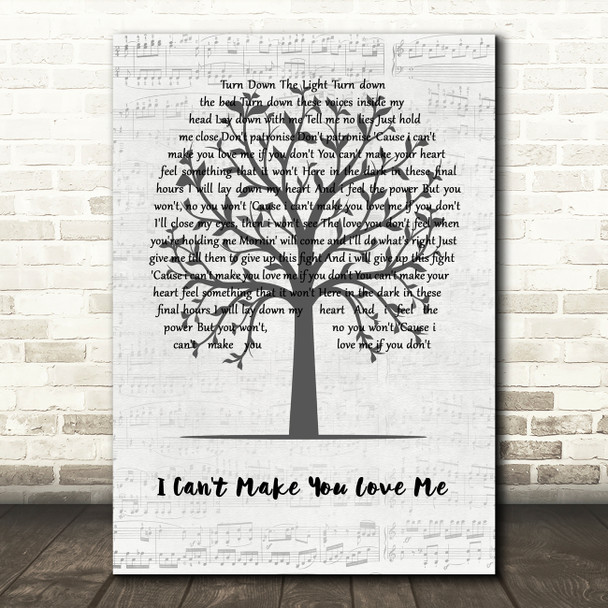 George Michael I Can't Make You Love Me Music Script Tree Decorative Gift Song Lyric Print