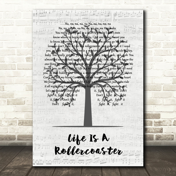 Ronan Keating Life Is A Rollercoaster Music Script Tree Decorative Gift Song Lyric Print