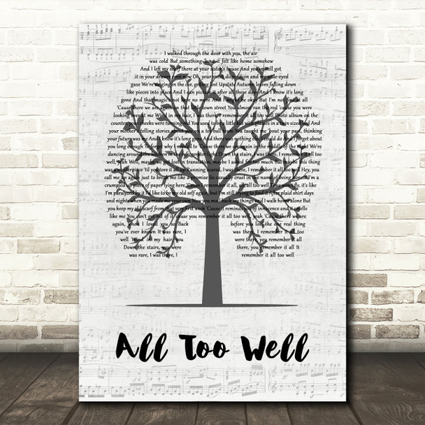 Taylor Swift All Too Well Music Script Tree Decorative Wall Art Gift Song Lyric Print