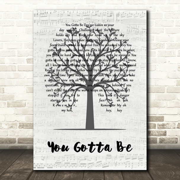 Des'Ree You Gotta Be Music Script Tree Decorative Wall Art Gift Song Lyric Print