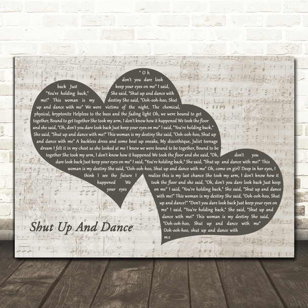 Walk The Moon Shut Up And Dance Landscape Music Script Two Hearts Wall Art Gift Song Lyric Print