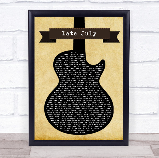 Shakey Graves Late July Black Guitar Song Lyric Quote Print