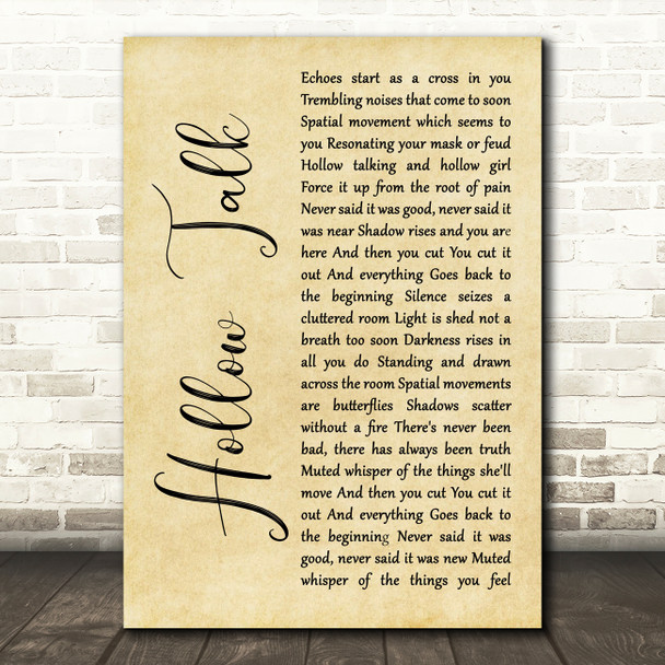Choir of Young Believers Hollow Talk Rustic Script Decorative Wall Art Gift Song Lyric Print