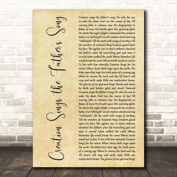 Keith & Kristyn Getty Creation Sings the Fathers Song Rustic Script Gift Song Lyric Print