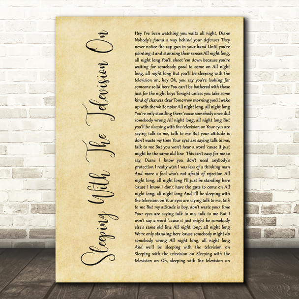 Billy Joel Sleeping With The Television On Rustic Script Decorative Gift Song Lyric Print