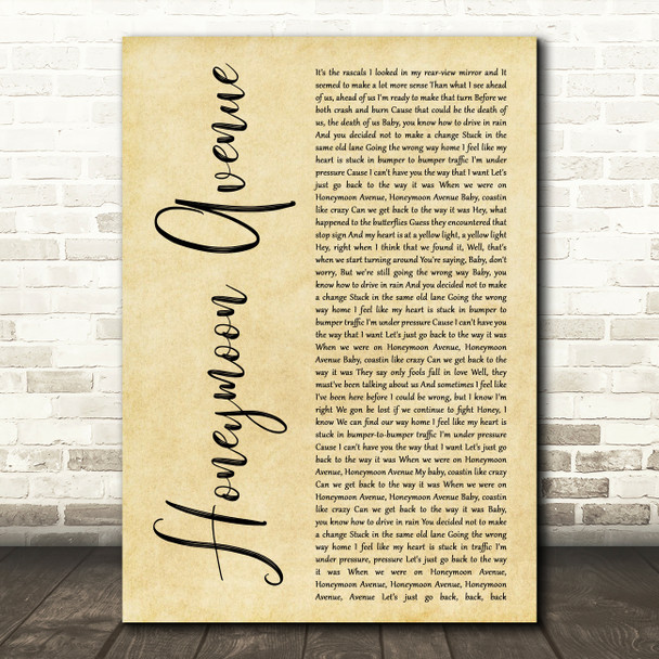 Ariana Grande Honeymoon Avenue Rustic Script Decorative Wall Art Gift Song Lyric Print