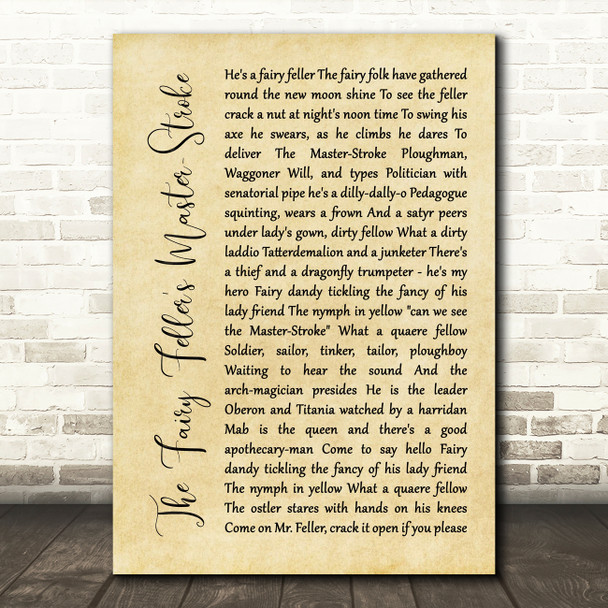 Queen The Fairy Feller's Master-Stroke Rustic Script Decorative Gift Song Lyric Print