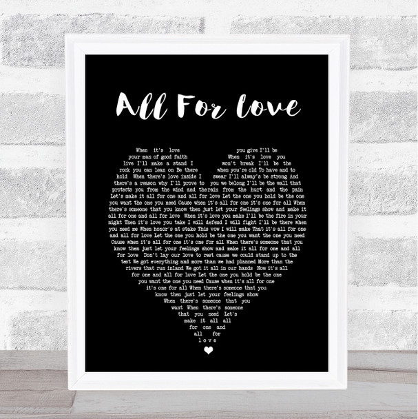 All For Love Rod Stewart Black Heart Song Lyric Quote Print