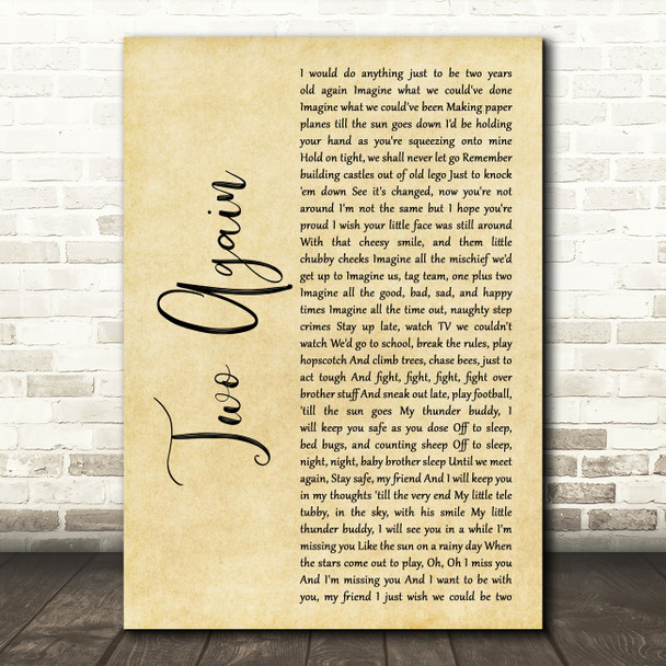 Christian Burrows Two Again Rustic Script Decorative Wall Art Gift Song Lyric Print