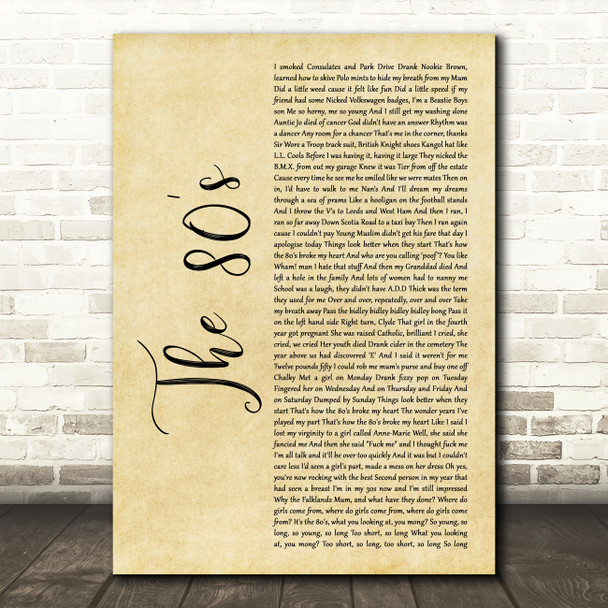 Robbie Williams The 80's Rustic Script Decorative Wall Art Gift Song Lyric Print