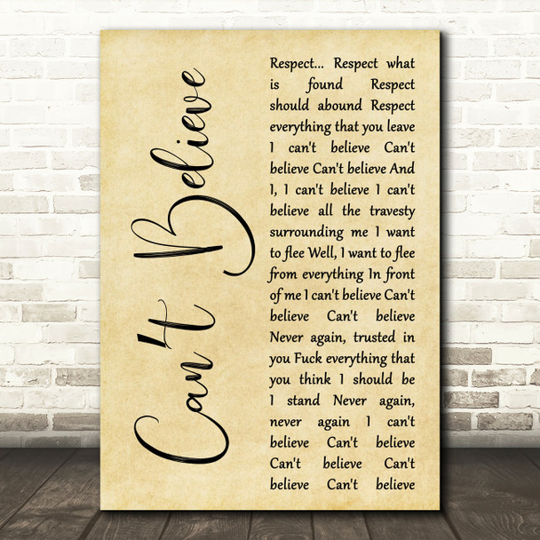 Staind Cant Believe Rustic Script Decorative Wall Art Gift Song Lyric Print