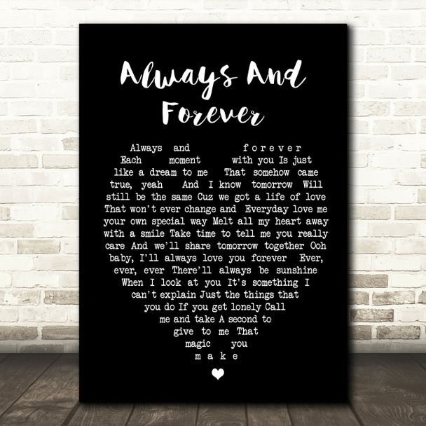 Always And Forever Luther Vandross Black Heart Song Lyric Quote Print