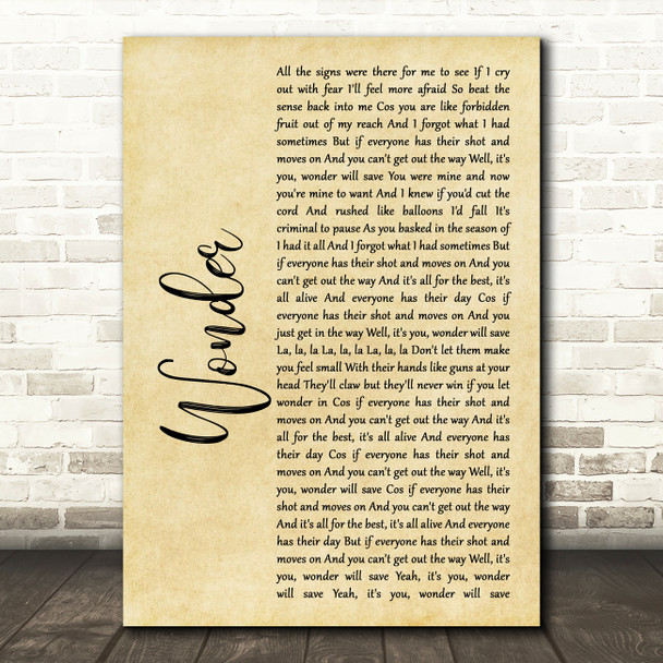 Embrace Wonder Rustic Script Decorative Wall Art Gift Song Lyric Print