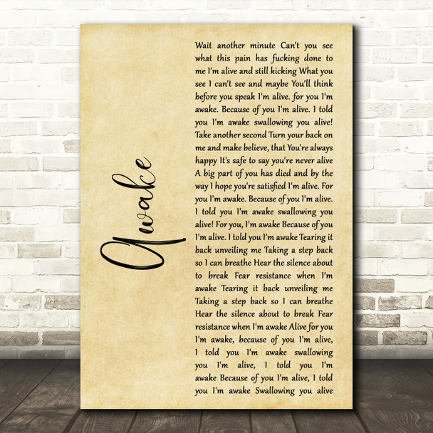 Godsmack Awake Rustic Script Decorative Wall Art Gift Song Lyric Print