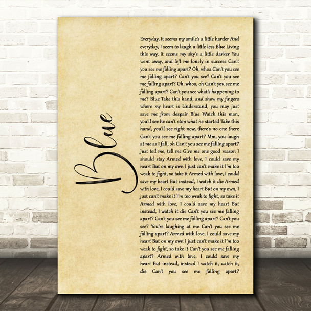 Wham! Blue Rustic Script Decorative Wall Art Gift Song Lyric Print