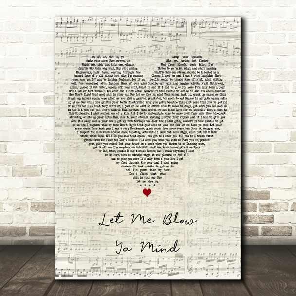 Eve feat. Gwen Stefani Let Me Blow Ya Mind Script Heart Decorative Wall Art Gift Song Lyric Print