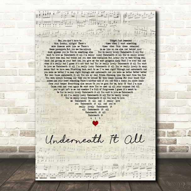 No Doubt feat. Lady Saw Underneath It All Script Heart Decorative Wall Art Gift Song Lyric Print