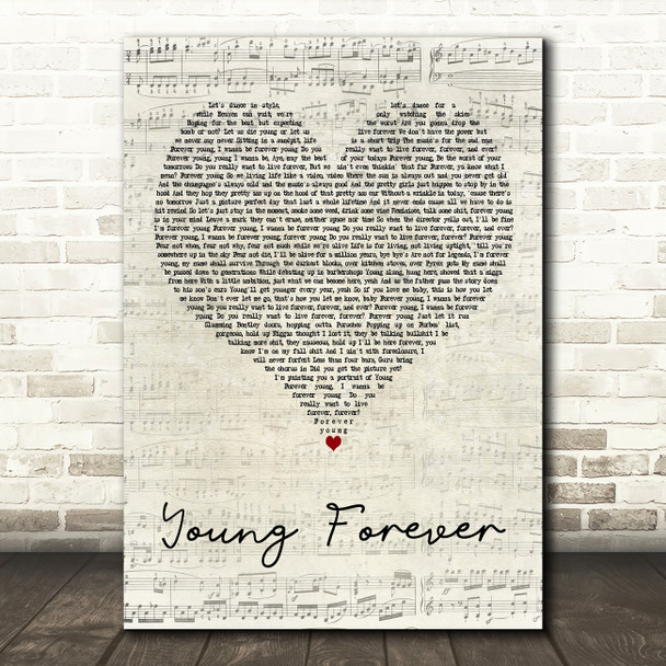 JAY-Z Featuring Mr. Hudson Young Forever Script Heart Decorative Wall Art Gift Song Lyric Print
