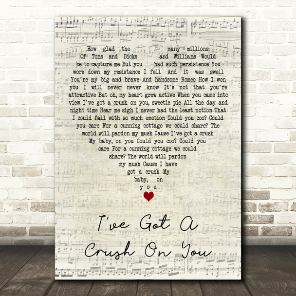 Linda Ronstadt Ive Got a Crush On You Script Heart Decorative Wall Art Gift Song Lyric Print