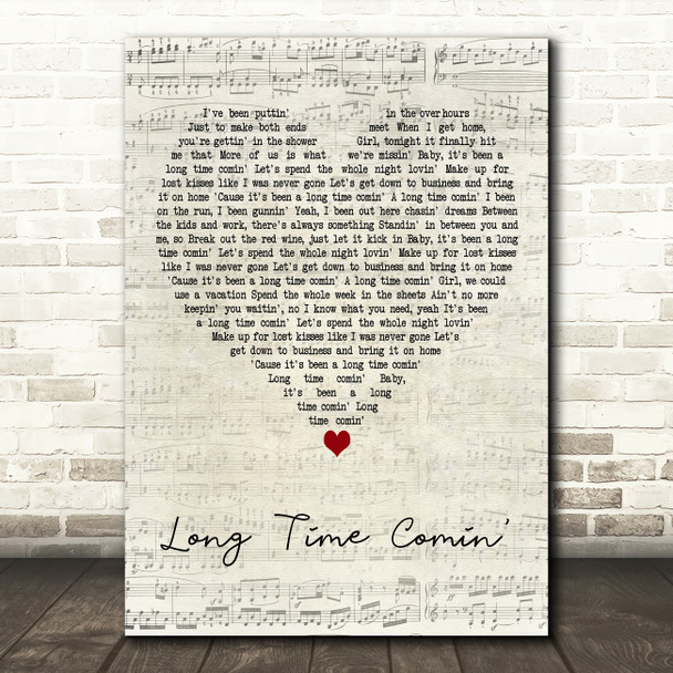 Florida Georgia Line Long Time Comin Script Heart Decorative Wall Art Gift Song Lyric Print