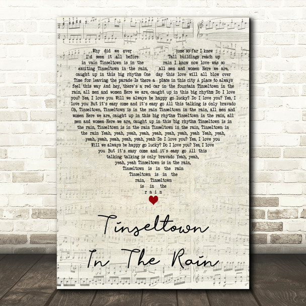 The Blue Nile Tinseltown In The Rain Script Heart Decorative Wall Art Gift Song Lyric Print