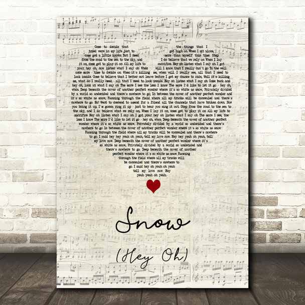 Red Hot Chili Peppers Snow (Hey Oh) Script Heart Decorative Wall Art Gift Song Lyric Print