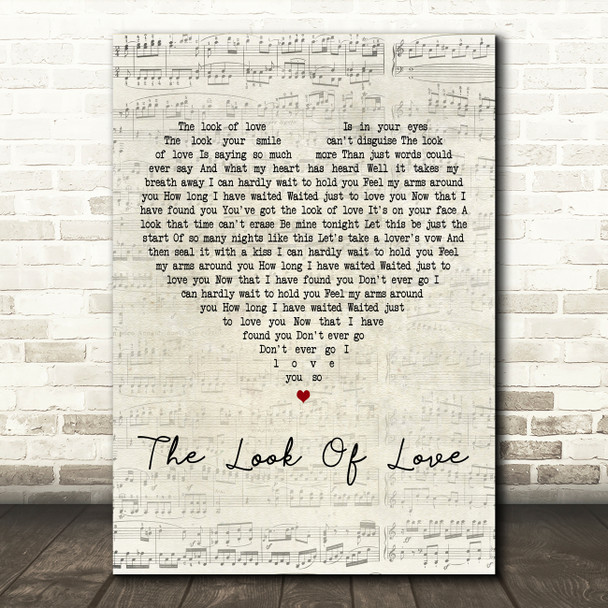 Dusty Springfield The Look Of Love Script Heart Decorative Wall Art Gift Song Lyric Print
