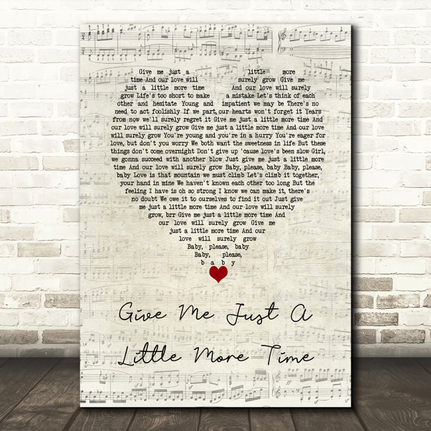 Chairmen of the Board Give Me Just A Little More Time Script Heart Gift Song Lyric Print