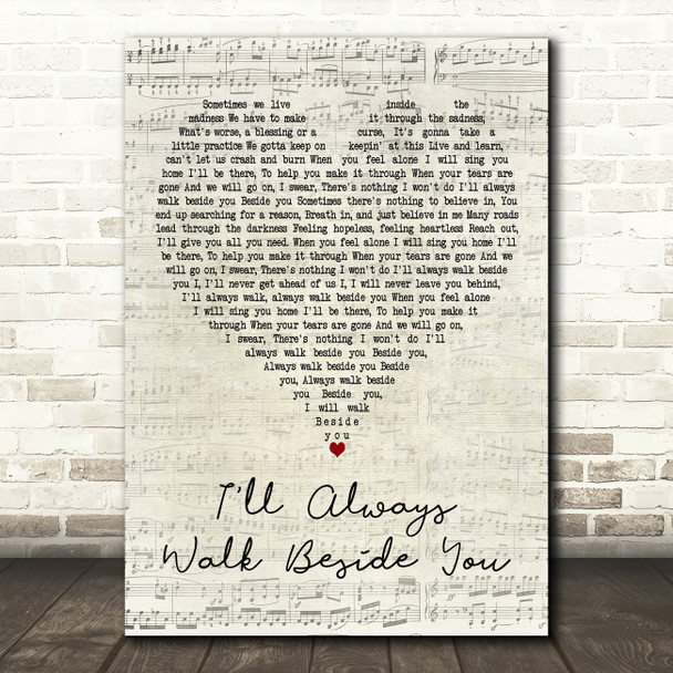 Richie Sambora I'll Always Walk Beside You Script Heart Decorative Gift Song Lyric Print