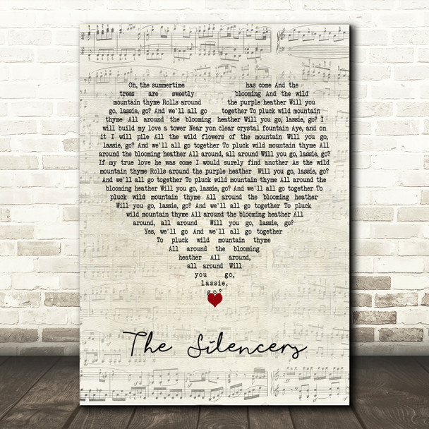 Wild Mountain Thyme The Silencers Script Heart Decorative Wall Art Gift Song Lyric Print